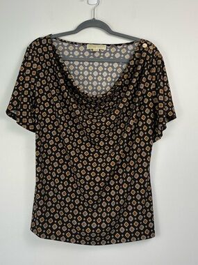 Michael Kors Printed Cowl Neck Top | Draped Blouse |